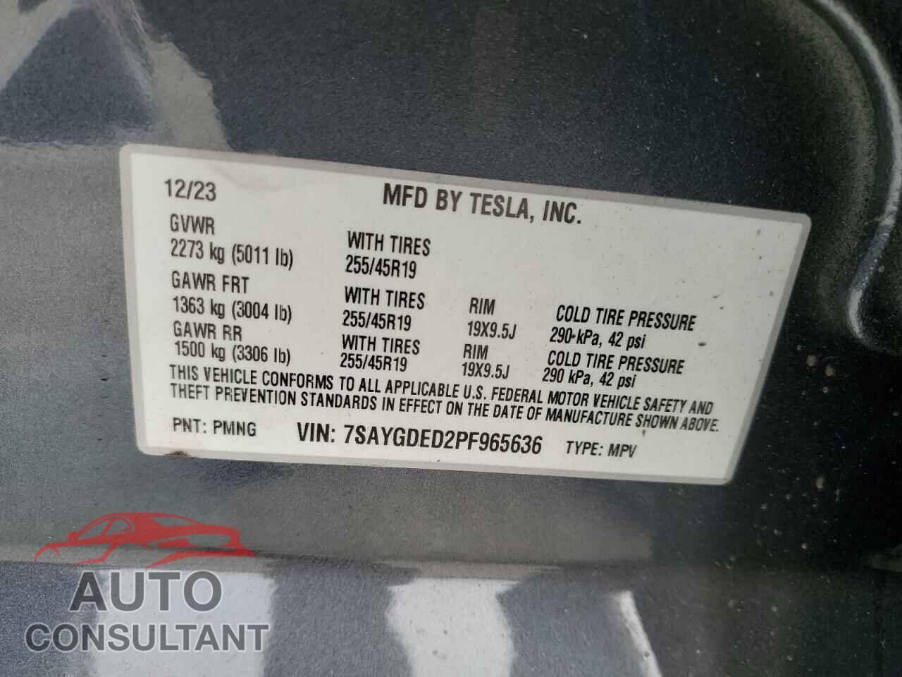 TESLA MODEL Y 2023 - 7SAYGDED2PF965636