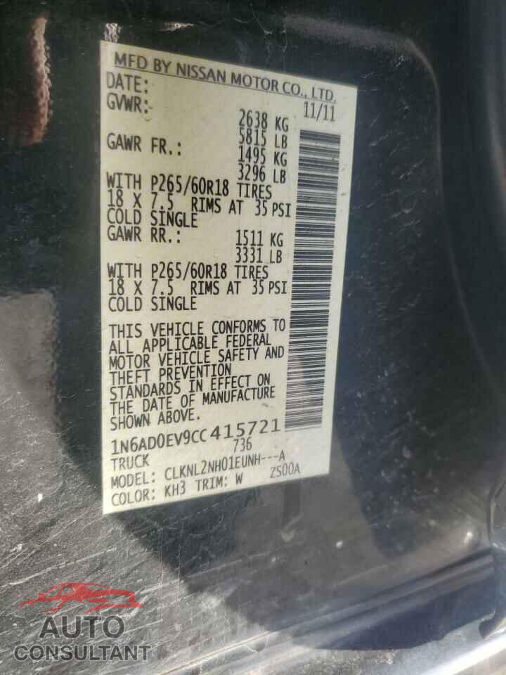 NISSAN FRONTIER 2012 - 1N6AD0EV9CC415721