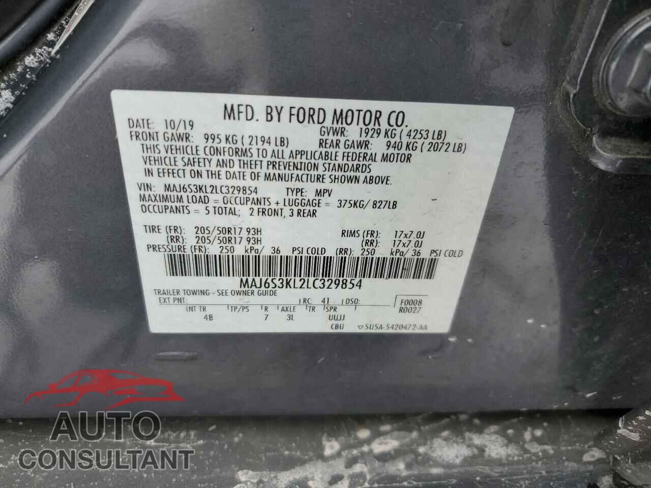FORD ECOSPORT 2020 - MAJ6S3KL2LC329854