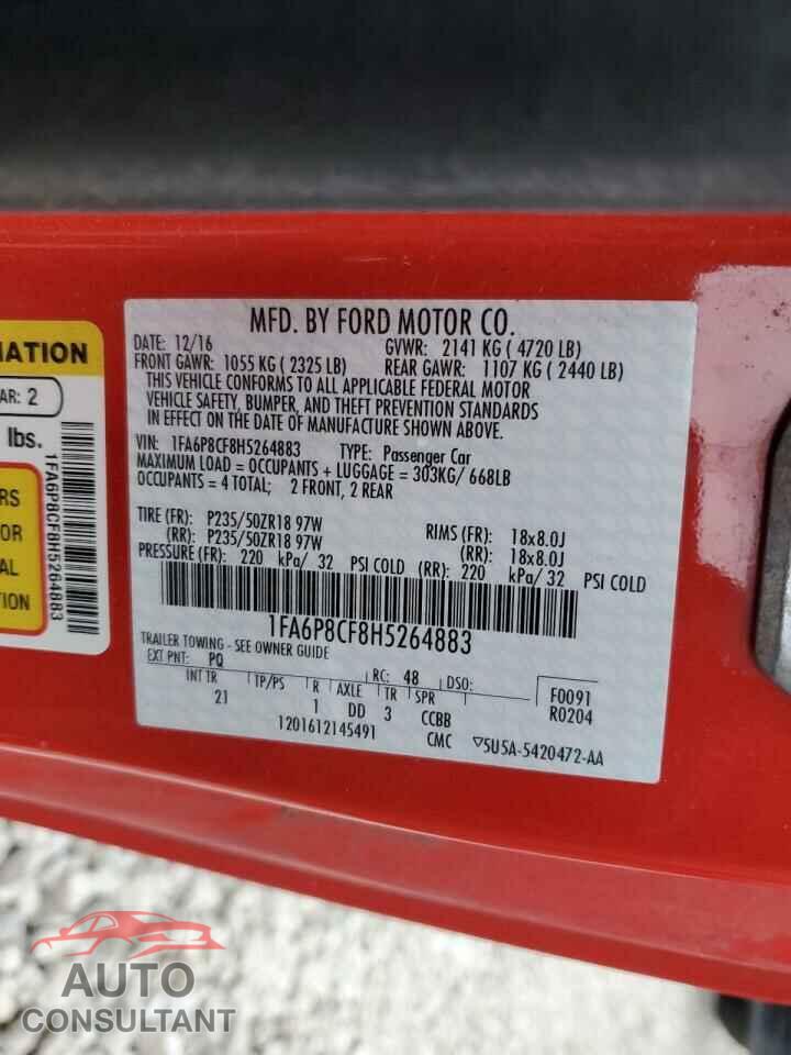 FORD MUSTANG 2017 - 1FA6P8CF8H5264883
