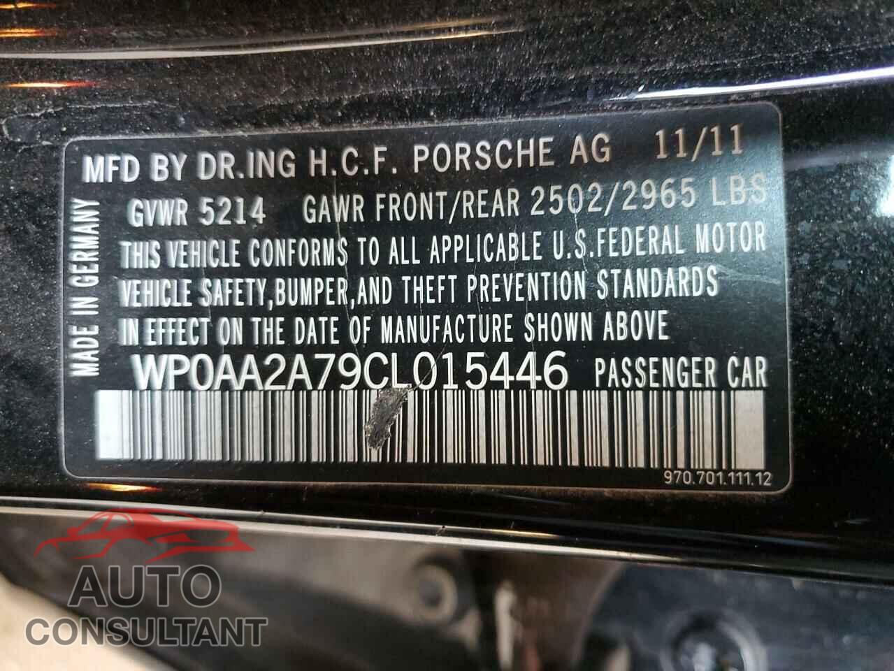 PORSCHE PANAMERA 2012 - WP0AA2A79CL015446