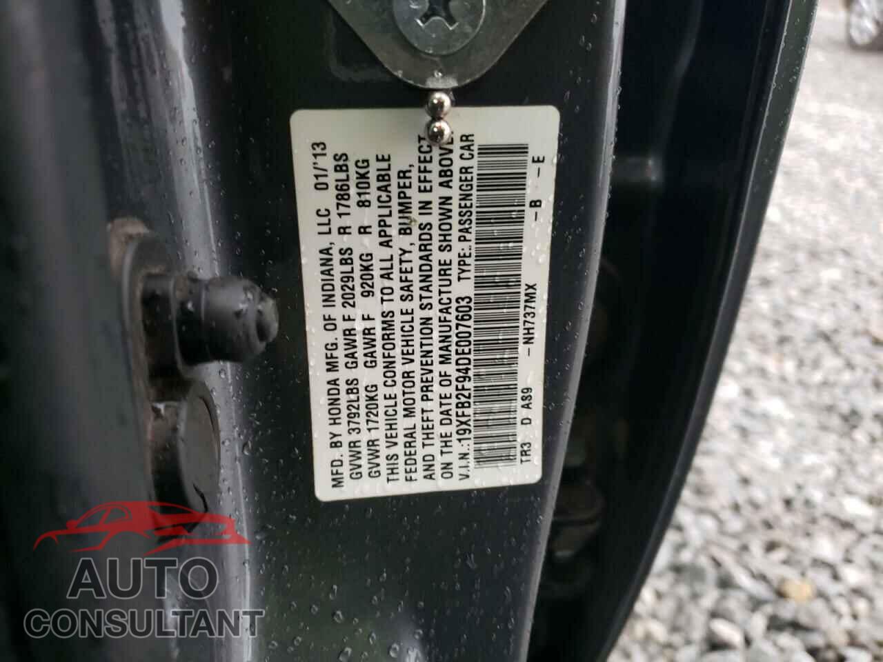 HONDA CIVIC 2013 - 19XFB2F94DE007603
