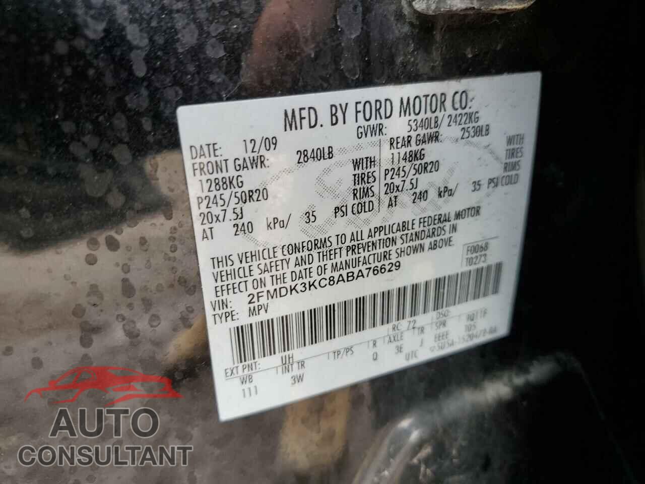 FORD EDGE 2010 - 2FMDK3KC8ABA76629