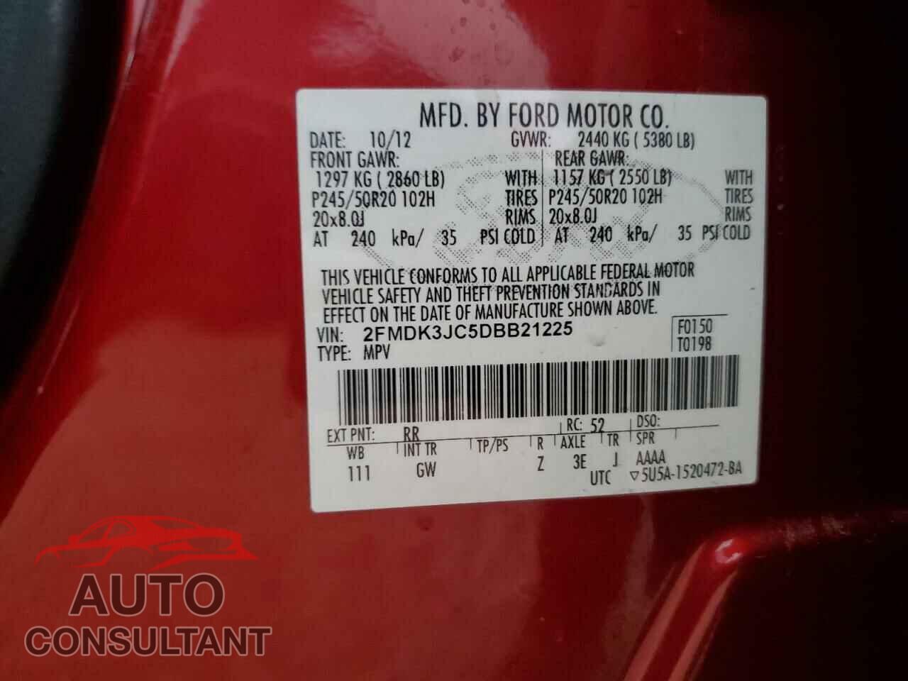 FORD EDGE 2013 - 2FMDK3JC5DBB21225