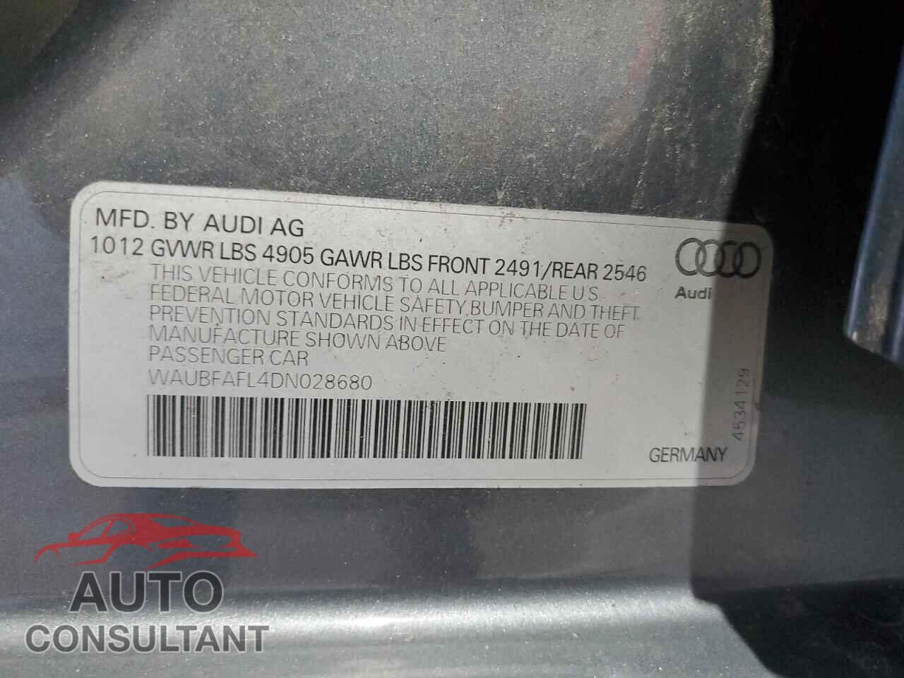 AUDI A4 2013 - WAUBFAFL4DN028680