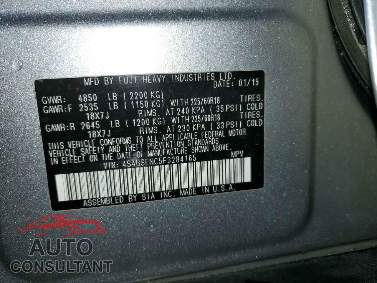 SUBARU OUTBACK 2015 - 4S4BSENC5F3284165