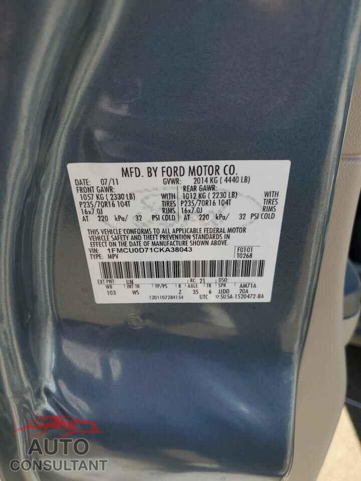 FORD ESCAPE 2012 - 1FMCU0D71CKA38043