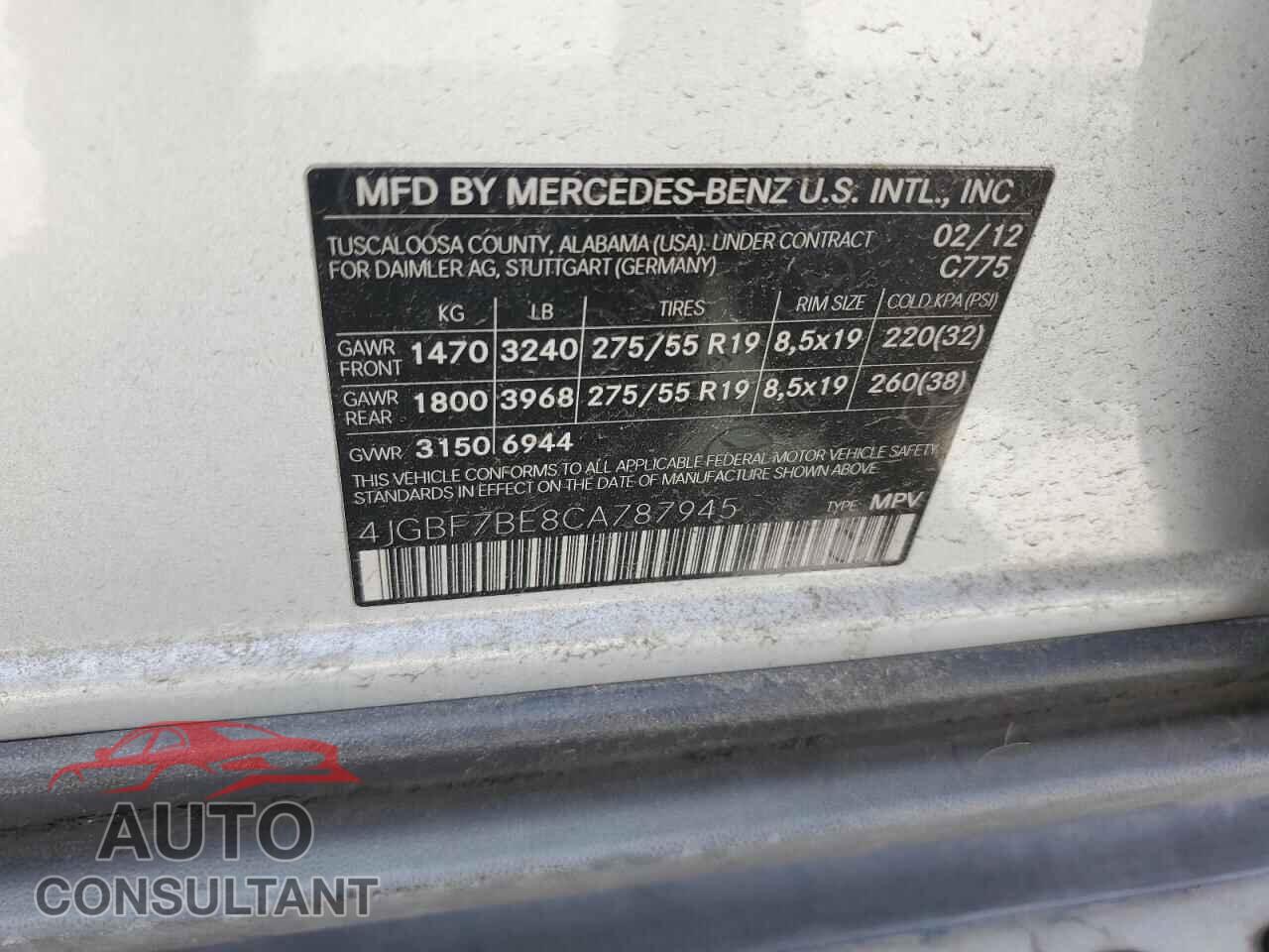 MERCEDES-BENZ GL-CLASS 2012 - 4JGBF7BE8CA787945