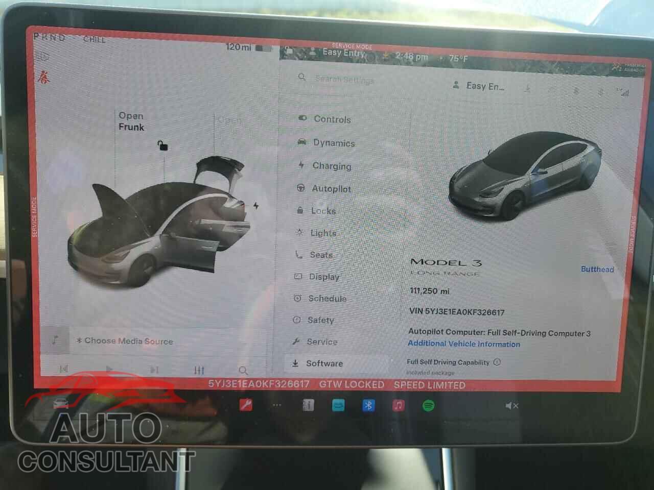 TESLA MODEL 3 2019 - 5YJ3E1EA0KF326617