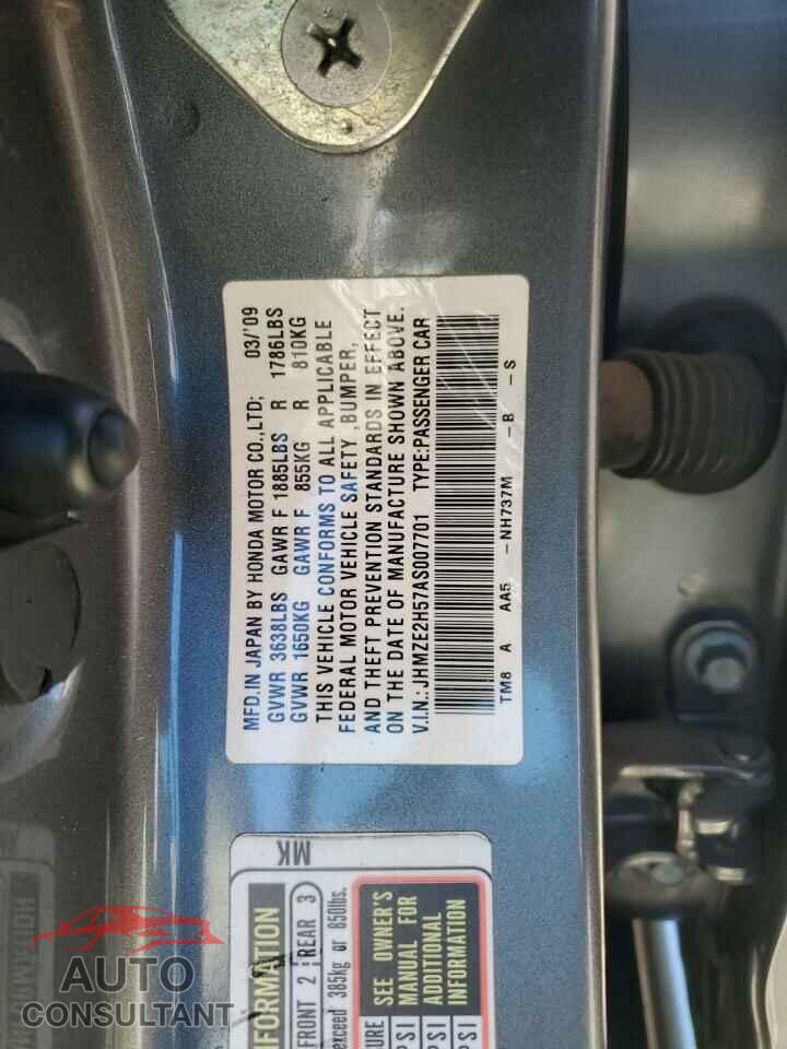 HONDA INSIGHT 2010 - JHMZE2H57AS007701