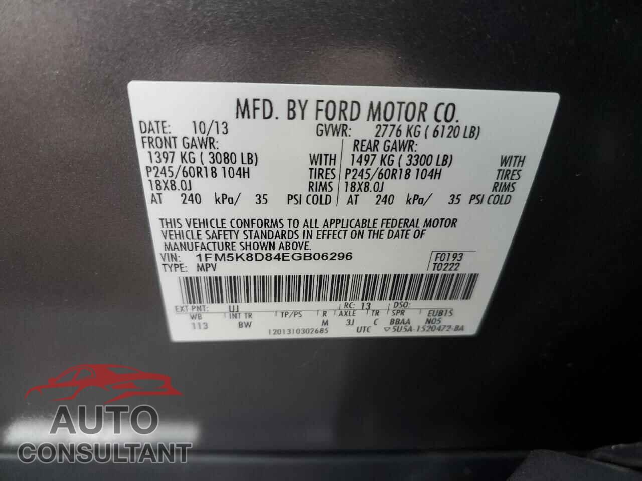 FORD EXPLORER 2014 - 1FM5K8D84EGB06296