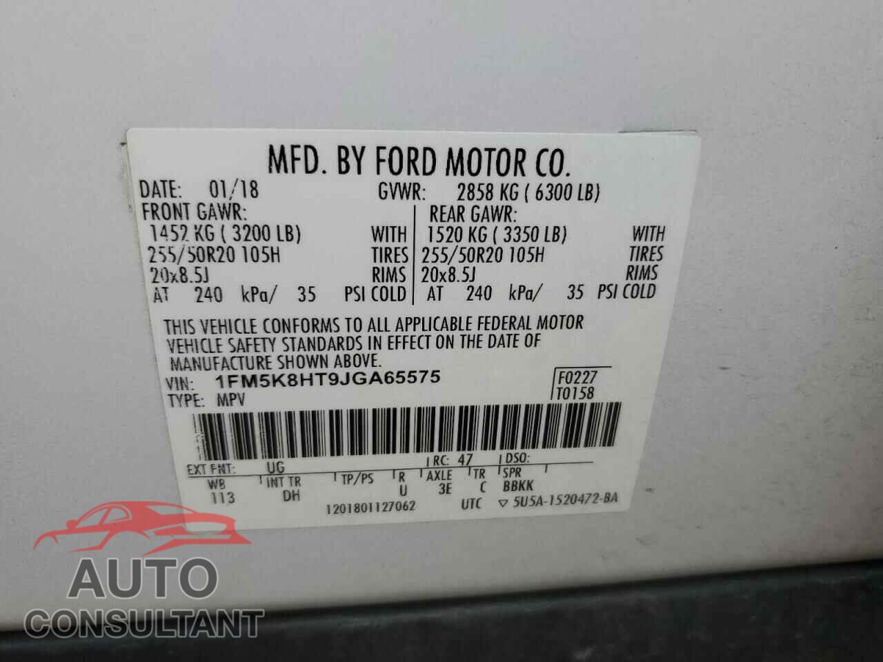 FORD EXPLORER 2018 - 1FM5K8HT9JGA65575