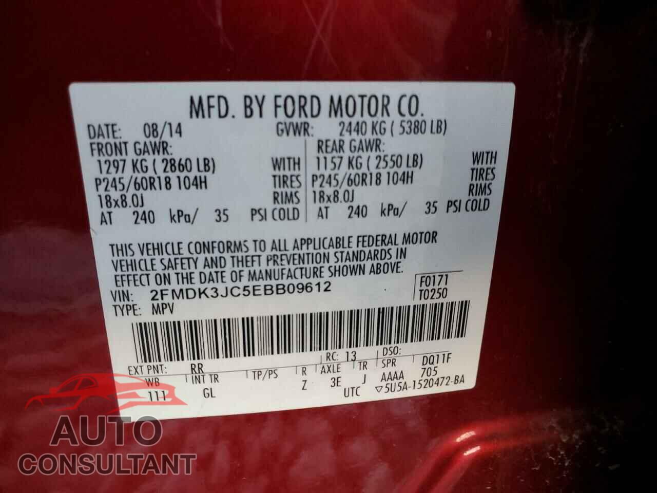 FORD EDGE 2014 - 2FMDK3JC5EBB09612