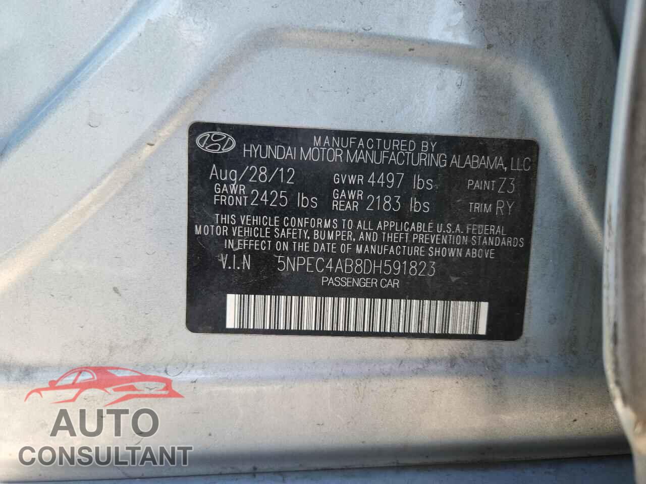 HYUNDAI SONATA 2013 - 5NPEC4AB8DH591823