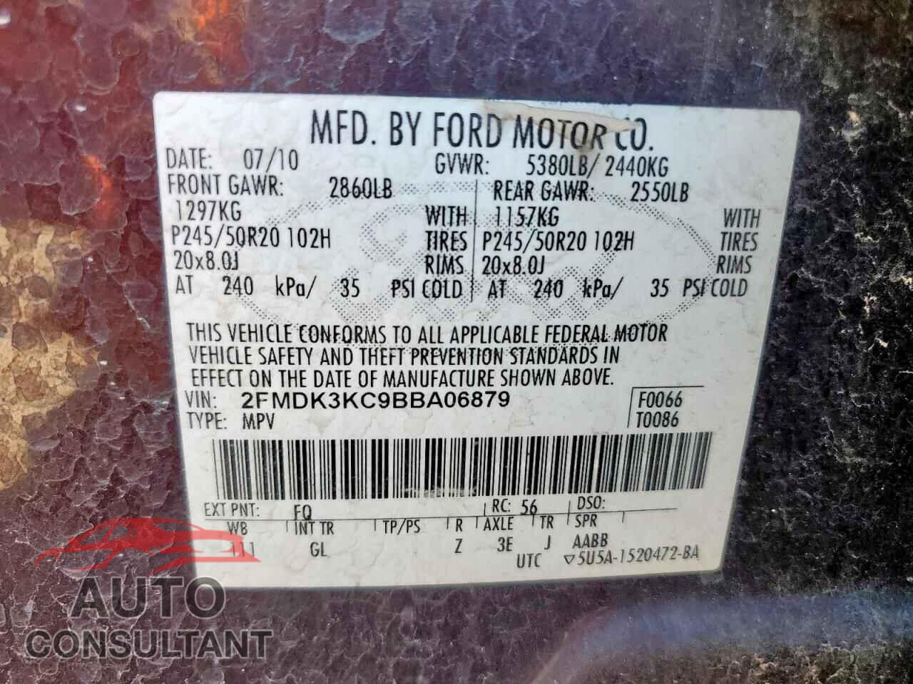 FORD EDGE 2011 - 2FMDK3KC9BBA06879