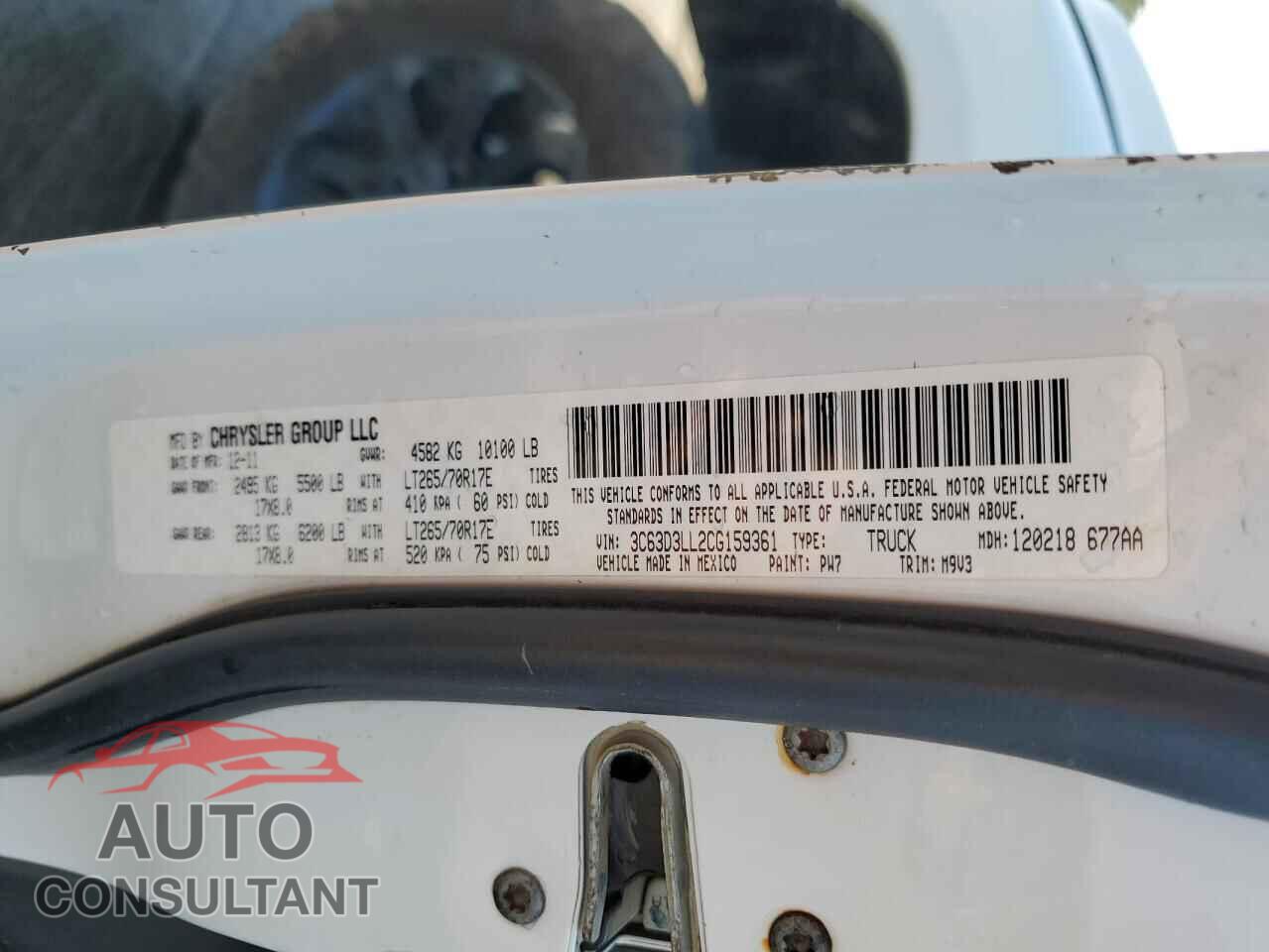 DODGE RAM 3500 2012 - 3C63D3LL2CG159361