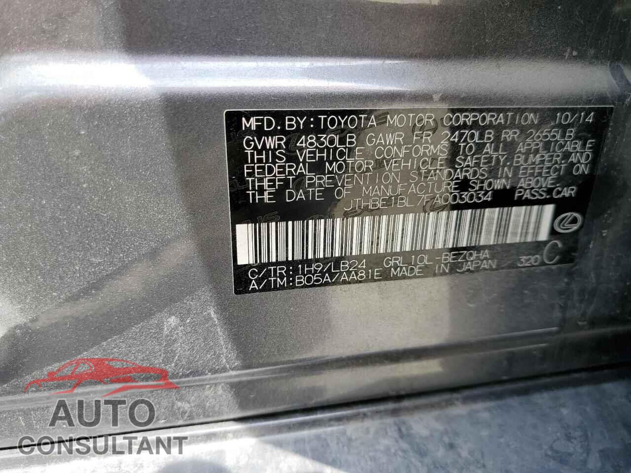 LEXUS GS350 2015 - JTHBE1BL7FA003034