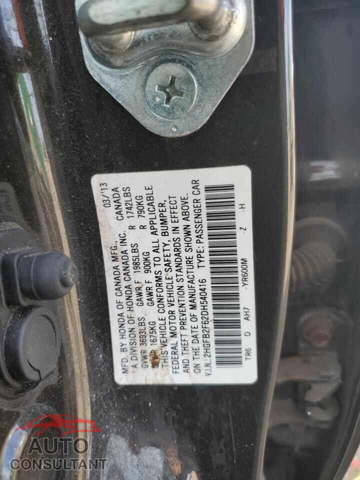 HONDA CIVIC 2013 - 2HGFB2F62DH540416