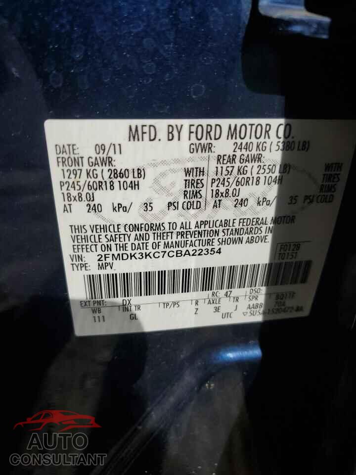FORD EDGE 2012 - 2FMDK3KC7CBA22354