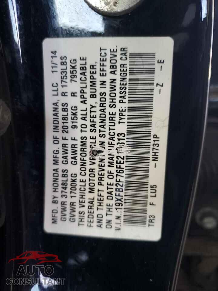HONDA CIVIC 2015 - 19XFB2F76FE216813