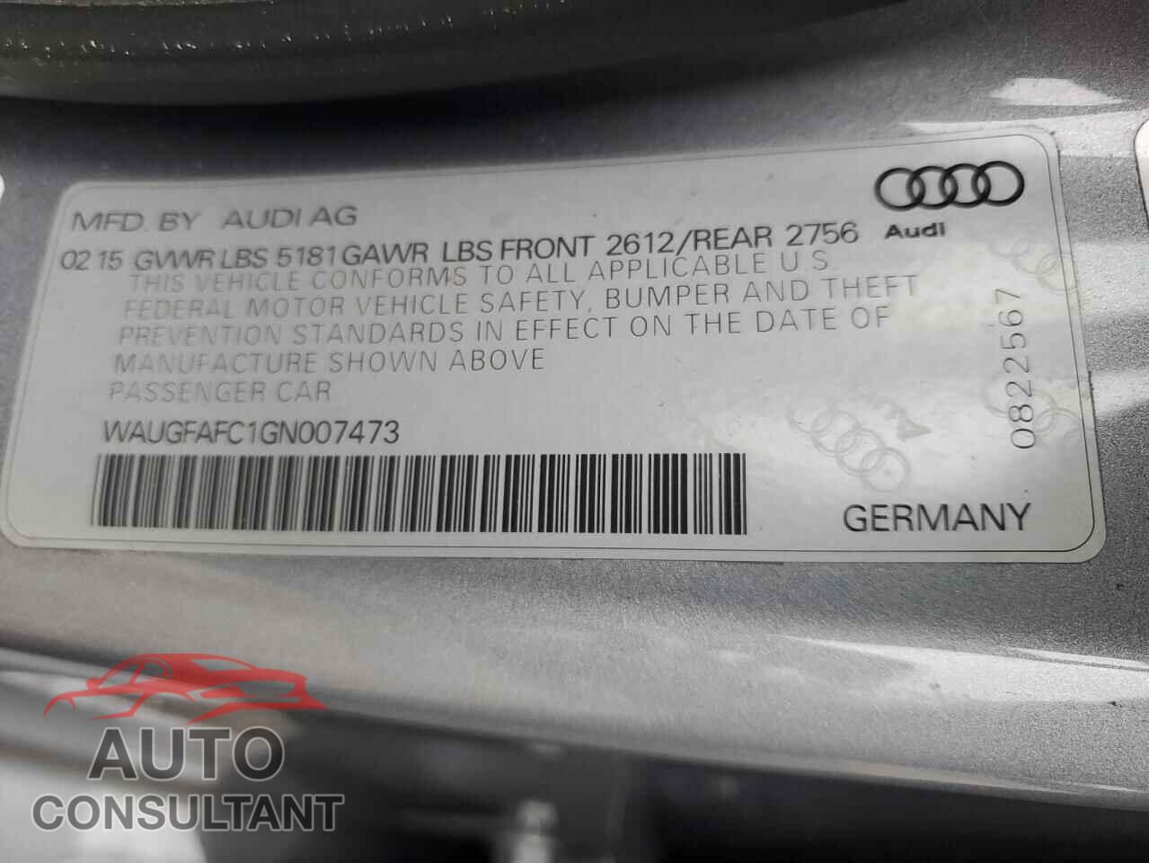 AUDI A6 2016 - WAUGFAFC1GN007473