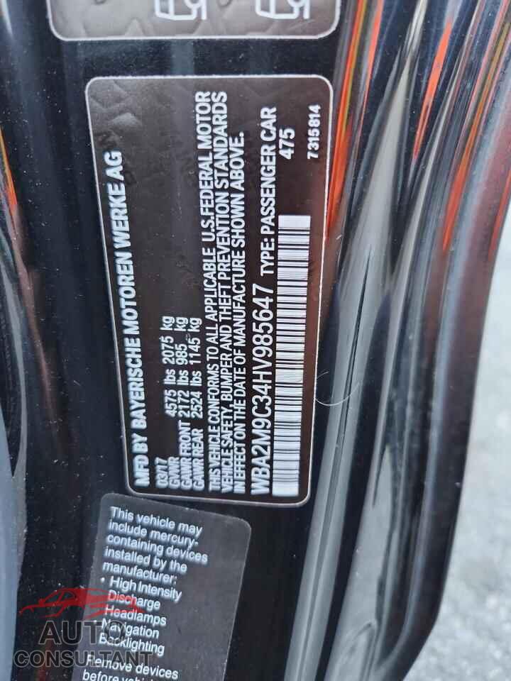 BMW 2 SERIES 2017 - WBA2M9C34HV985647