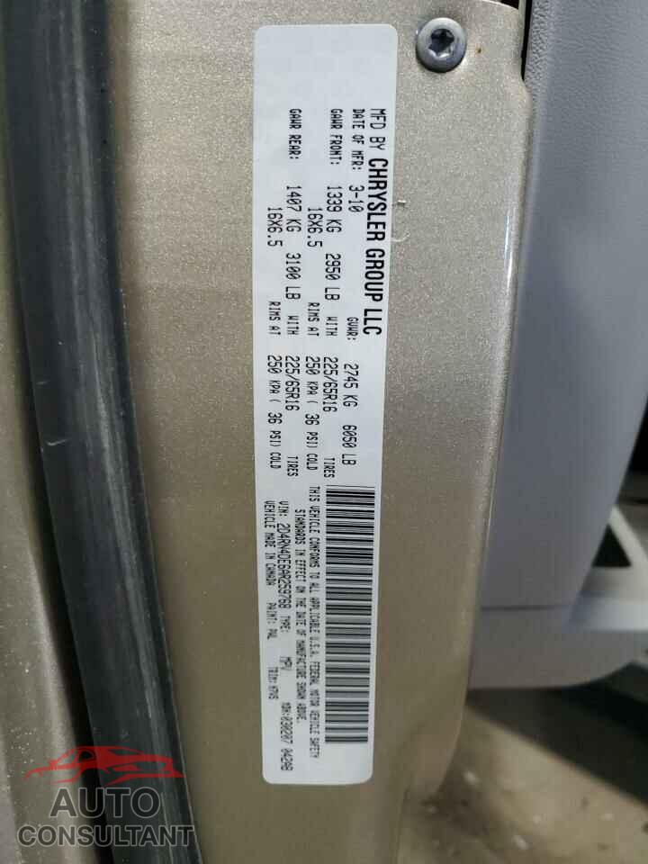 DODGE CARAVAN 2010 - 2D4RN4DE6AR259768