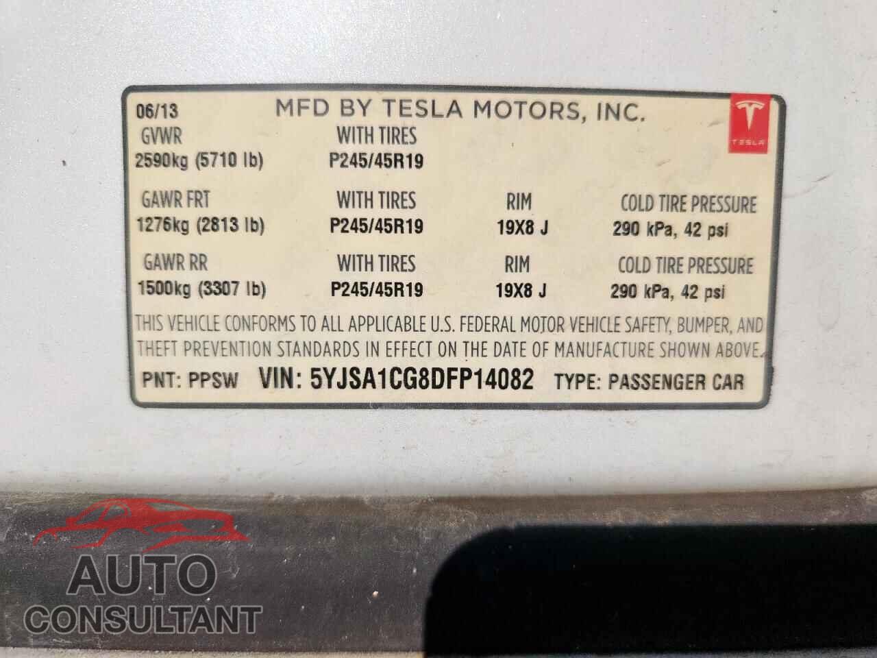 TESLA MODEL S 2013 - 5YJSA1CG8DFP14082