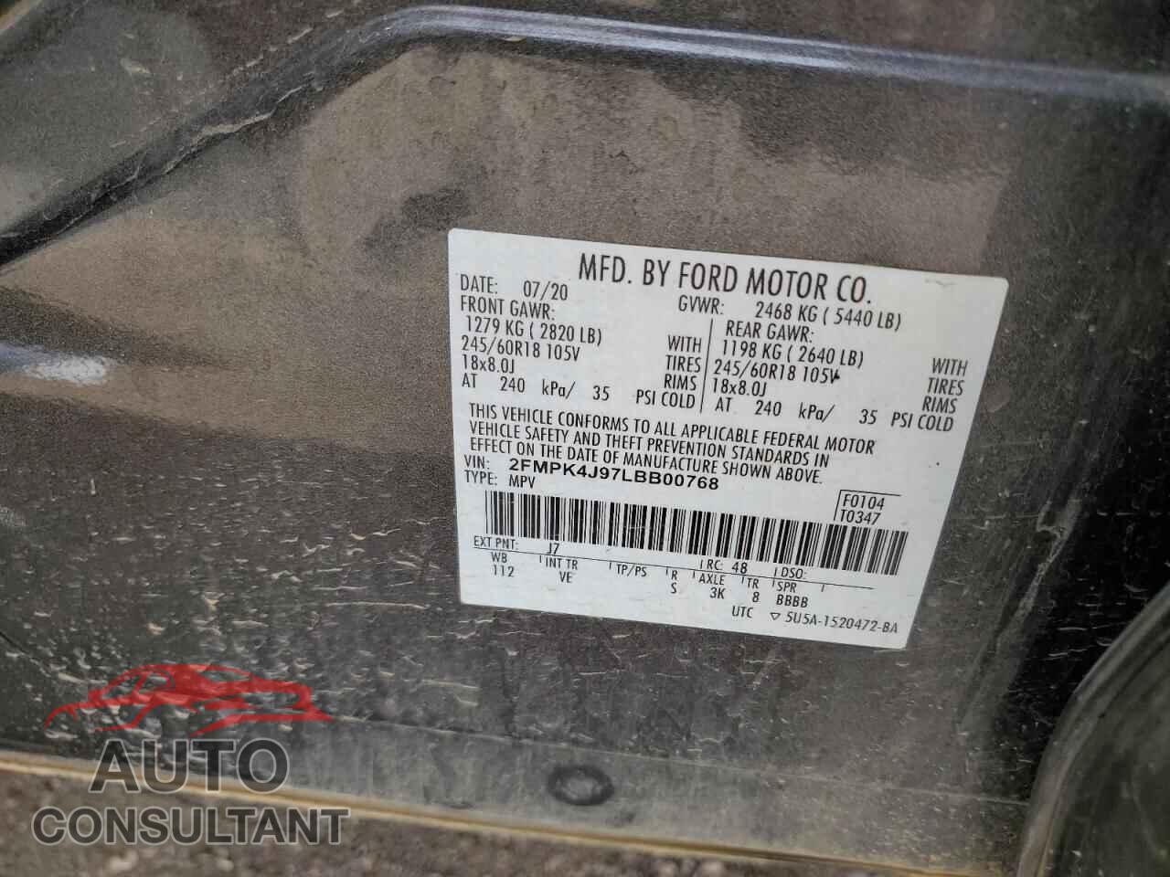FORD EDGE 2020 - 2FMPK4J97LBB00768
