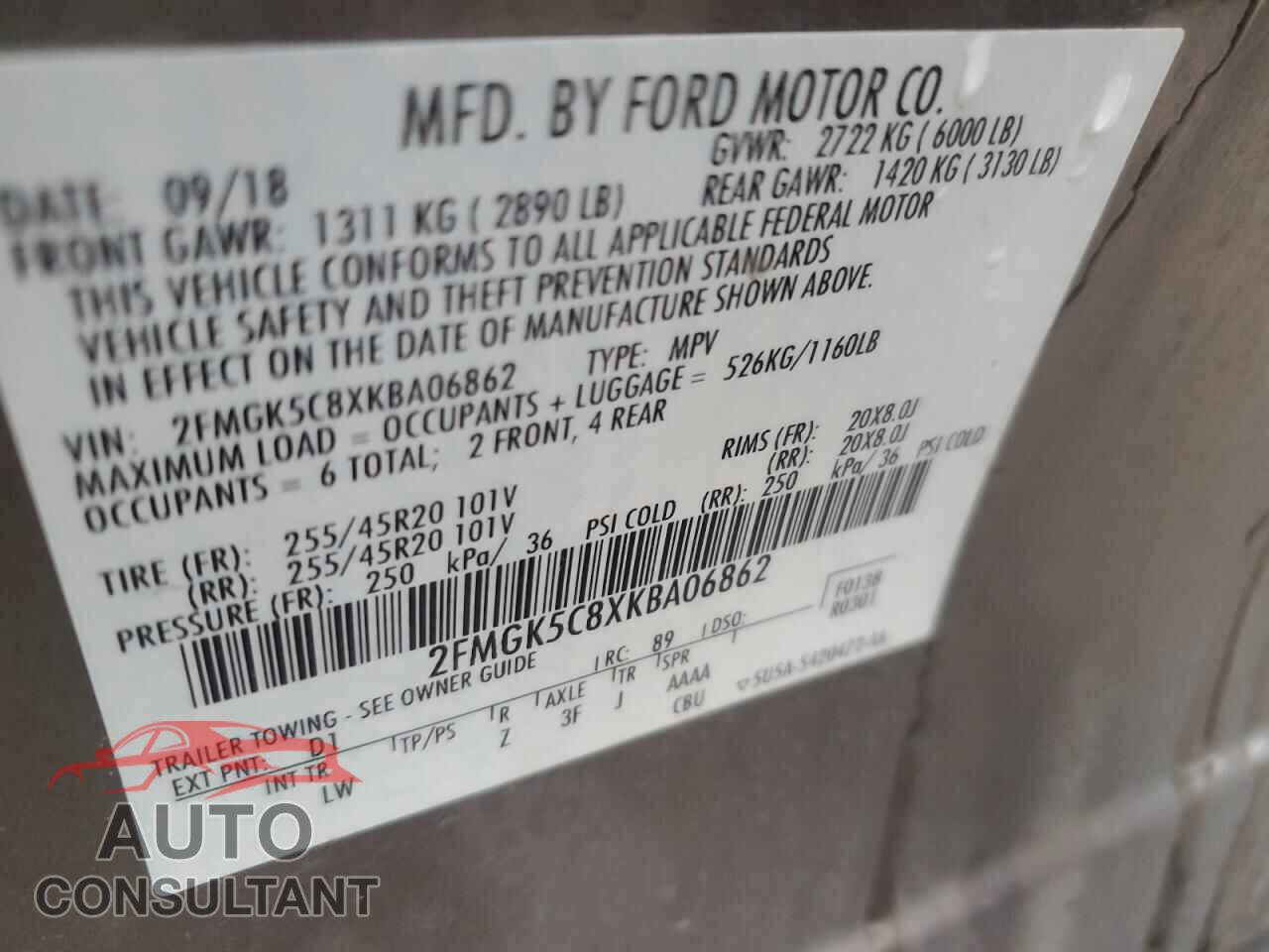 FORD FLEX 2019 - 2FMGK5C8XKBA06862