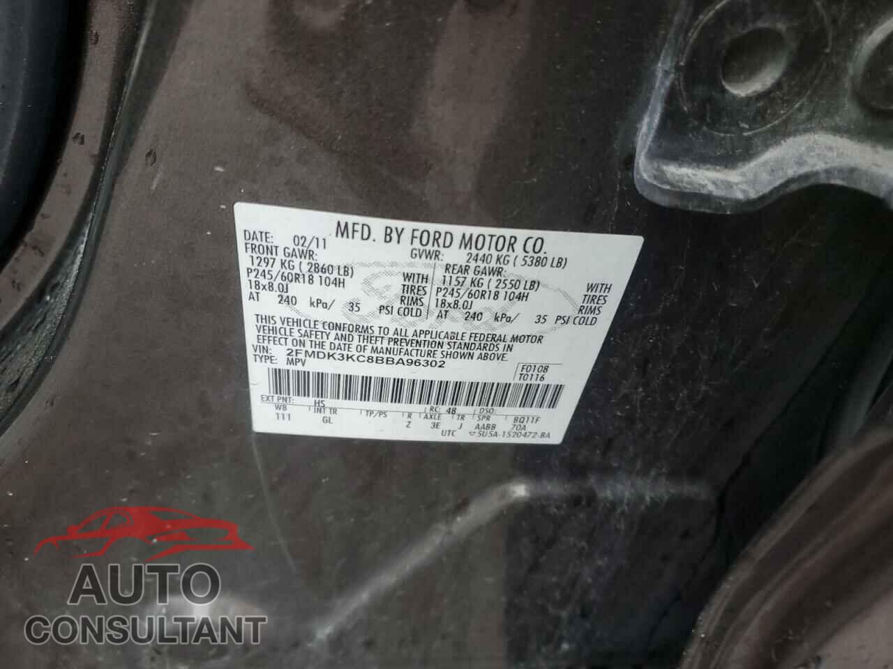 FORD EDGE 2011 - 2FMDK3KC8BBA96302