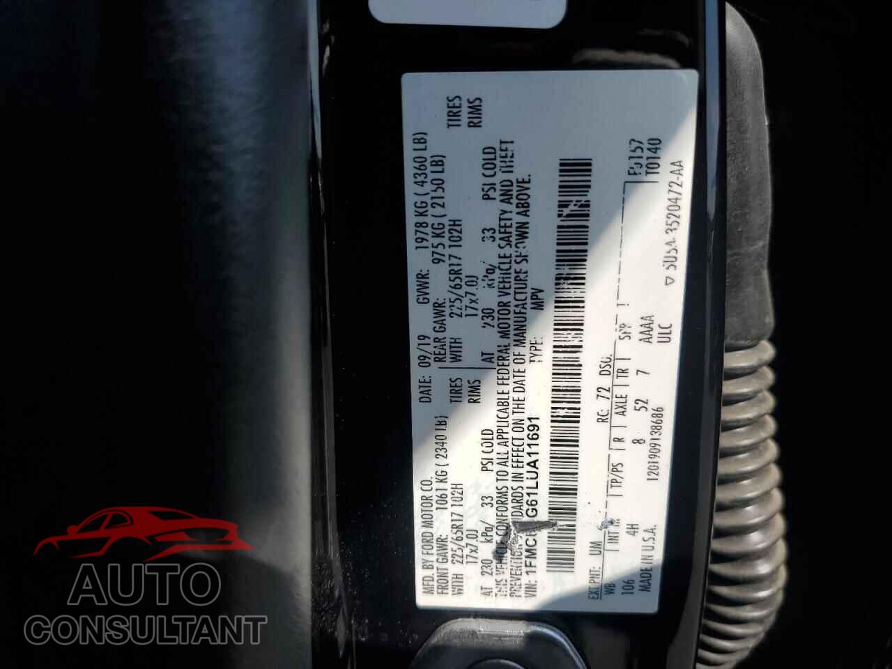FORD ESCAPE 2020 - 1FMCU0G61LUA11691