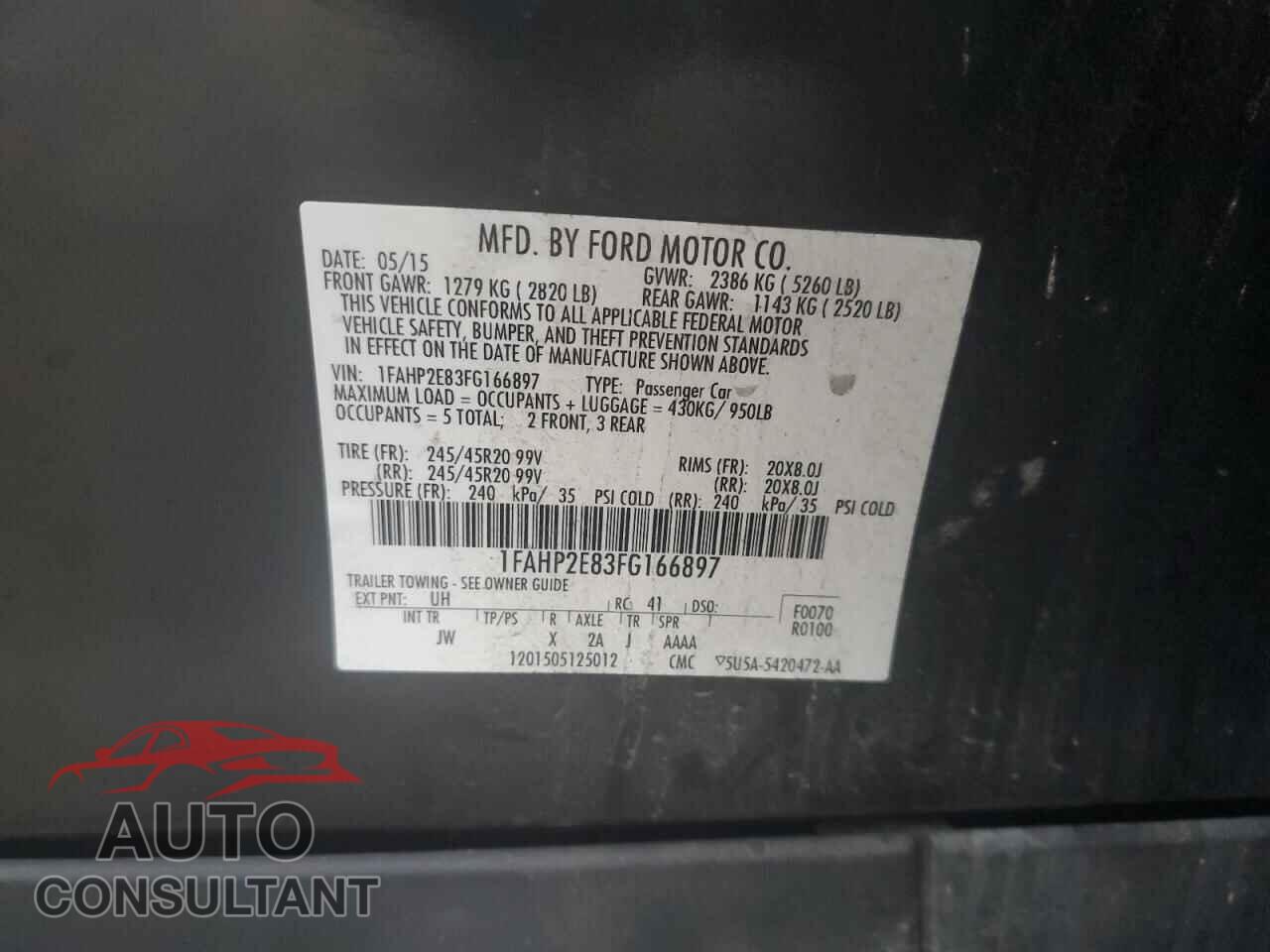 FORD TAURUS 2015 - 1FAHP2E83FG166897