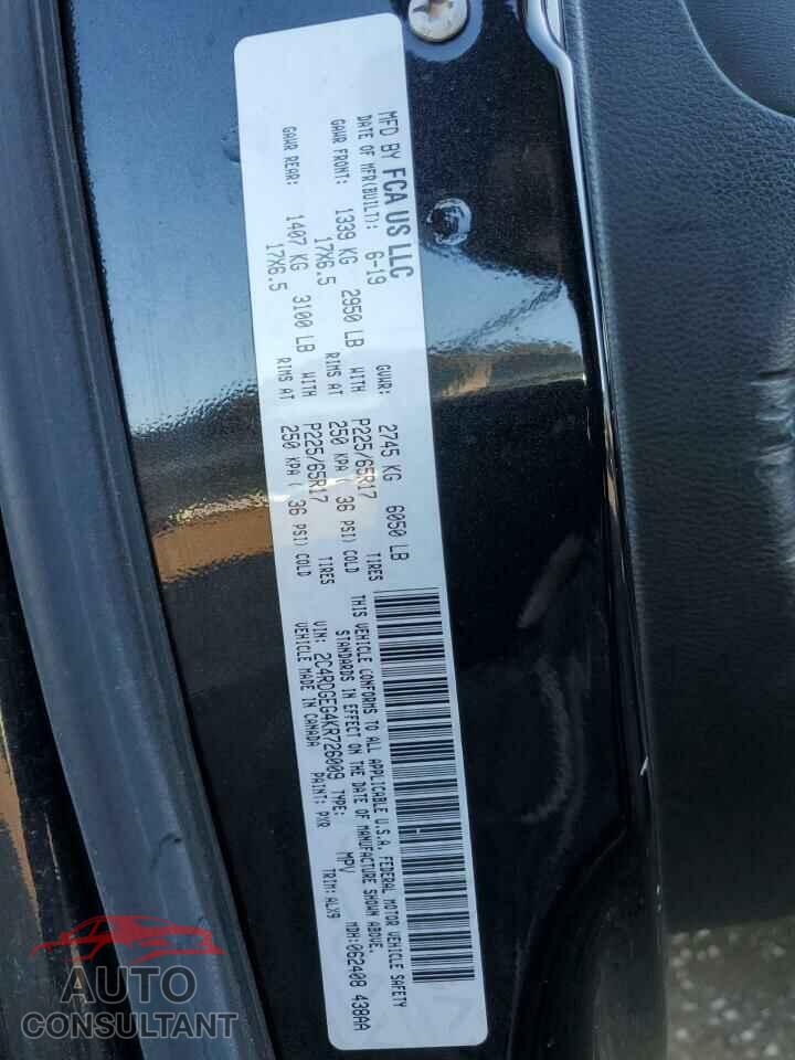 DODGE CARAVAN 2019 - 2C4RDGEG4KR726009