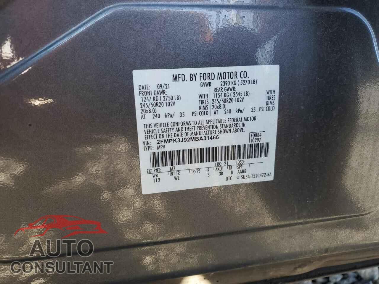 FORD EDGE 2021 - 2FMPK3J92MBA31466