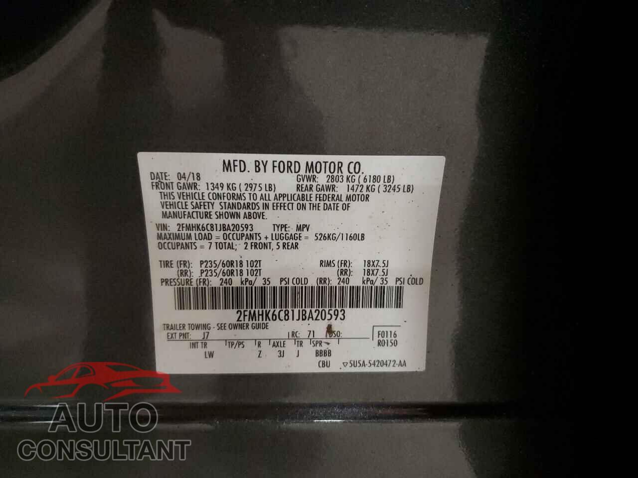 FORD FLEX 2018 - 2FMHK6C81JBA20593
