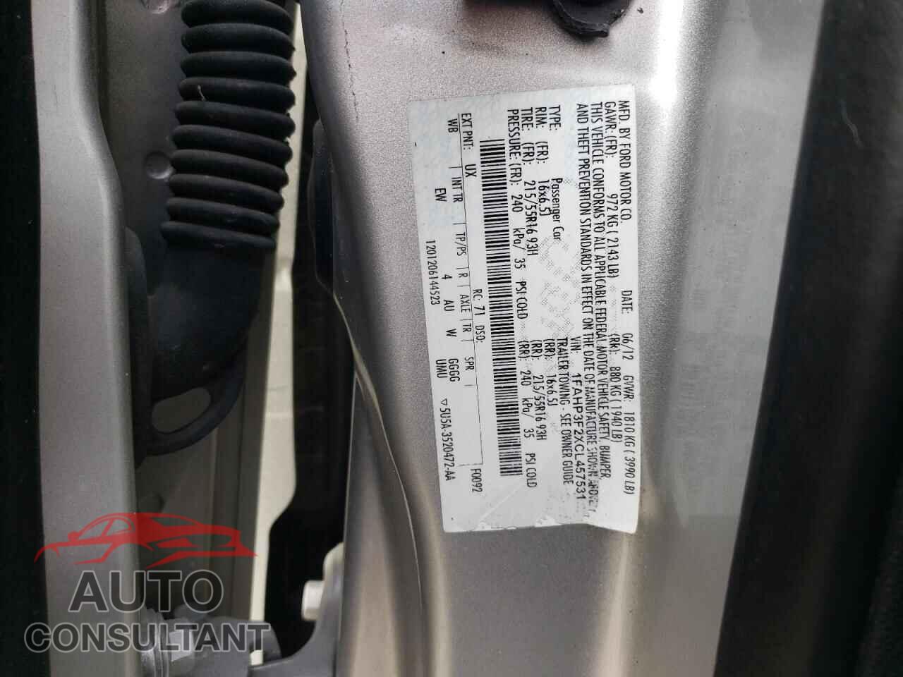 FORD FOCUS 2012 - 1FAHP3F2XCL457531