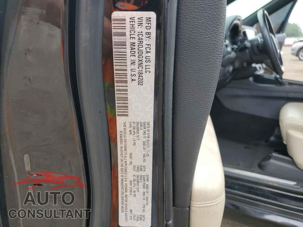 DODGE DURANGO 2022 - 1C4RDJDGXNC184202