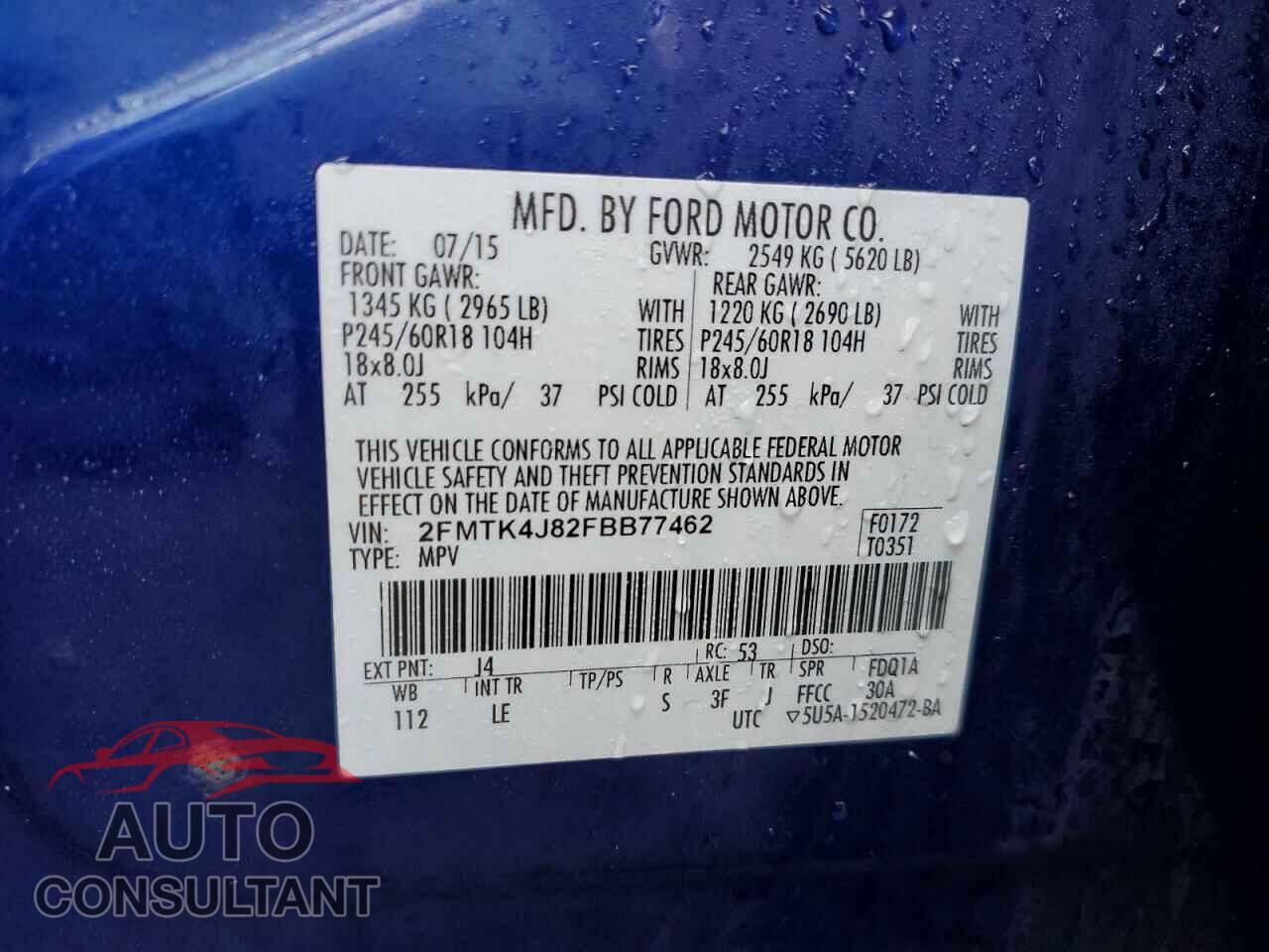FORD EDGE 2015 - 2FMTK4J82FBB77462