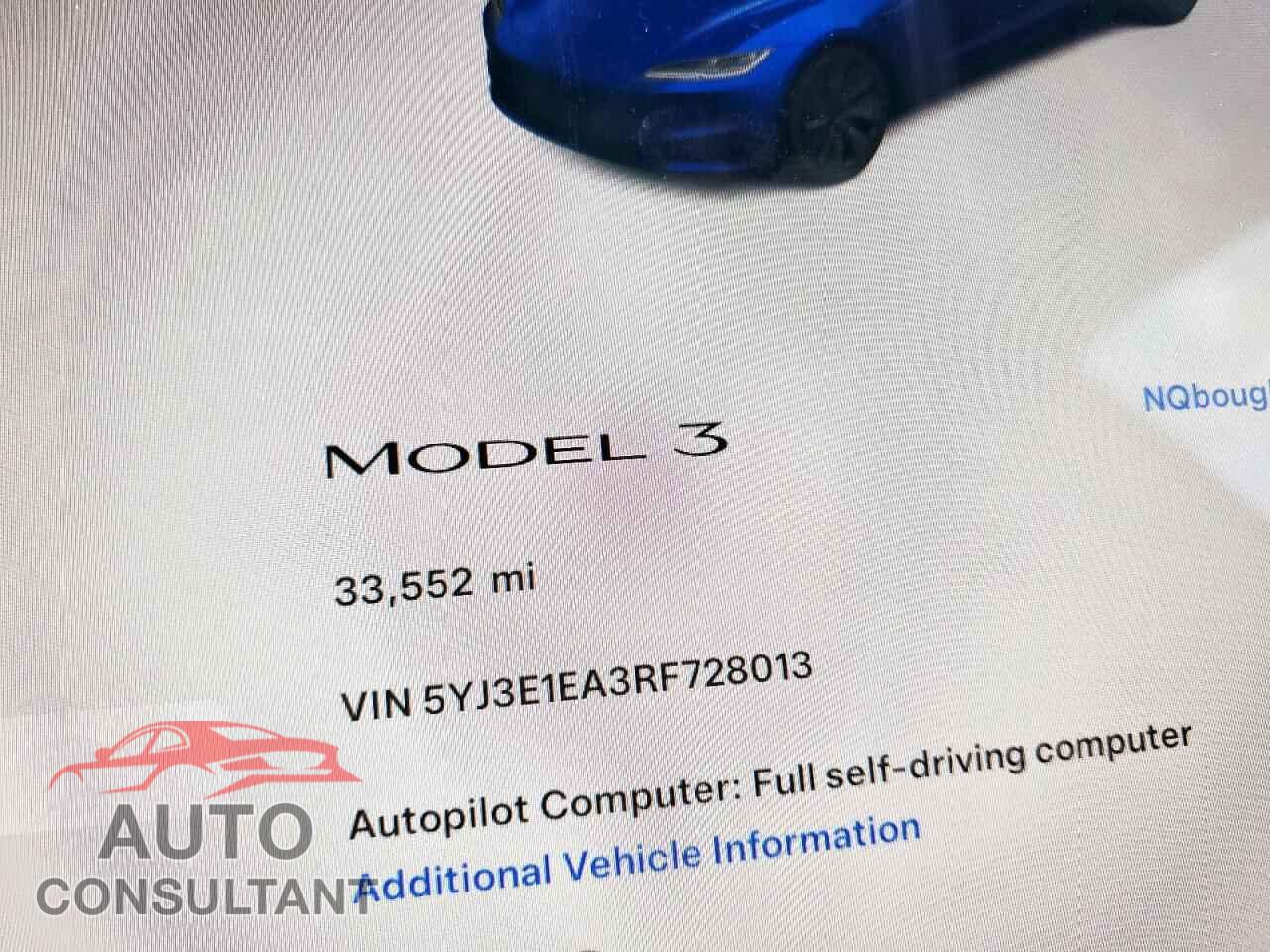 TESLA MODEL 3 2024 - 5YJ3E1EA3RF728013