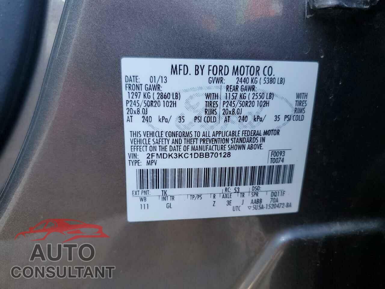 FORD EDGE 2013 - 2FMDK3KC1DBB70128