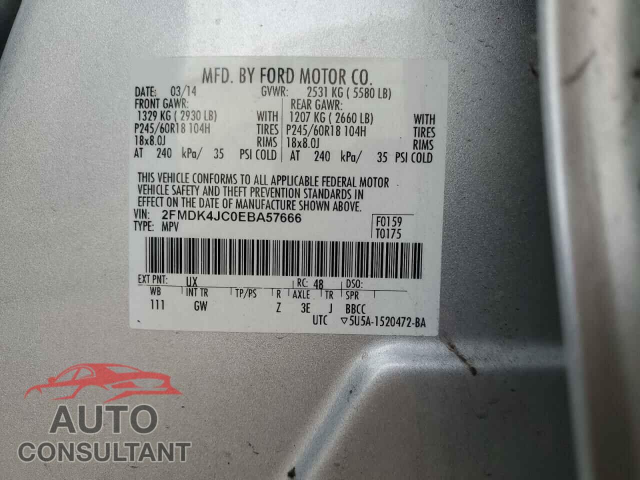 FORD EDGE 2014 - 2FMDK4JC0EBA57666