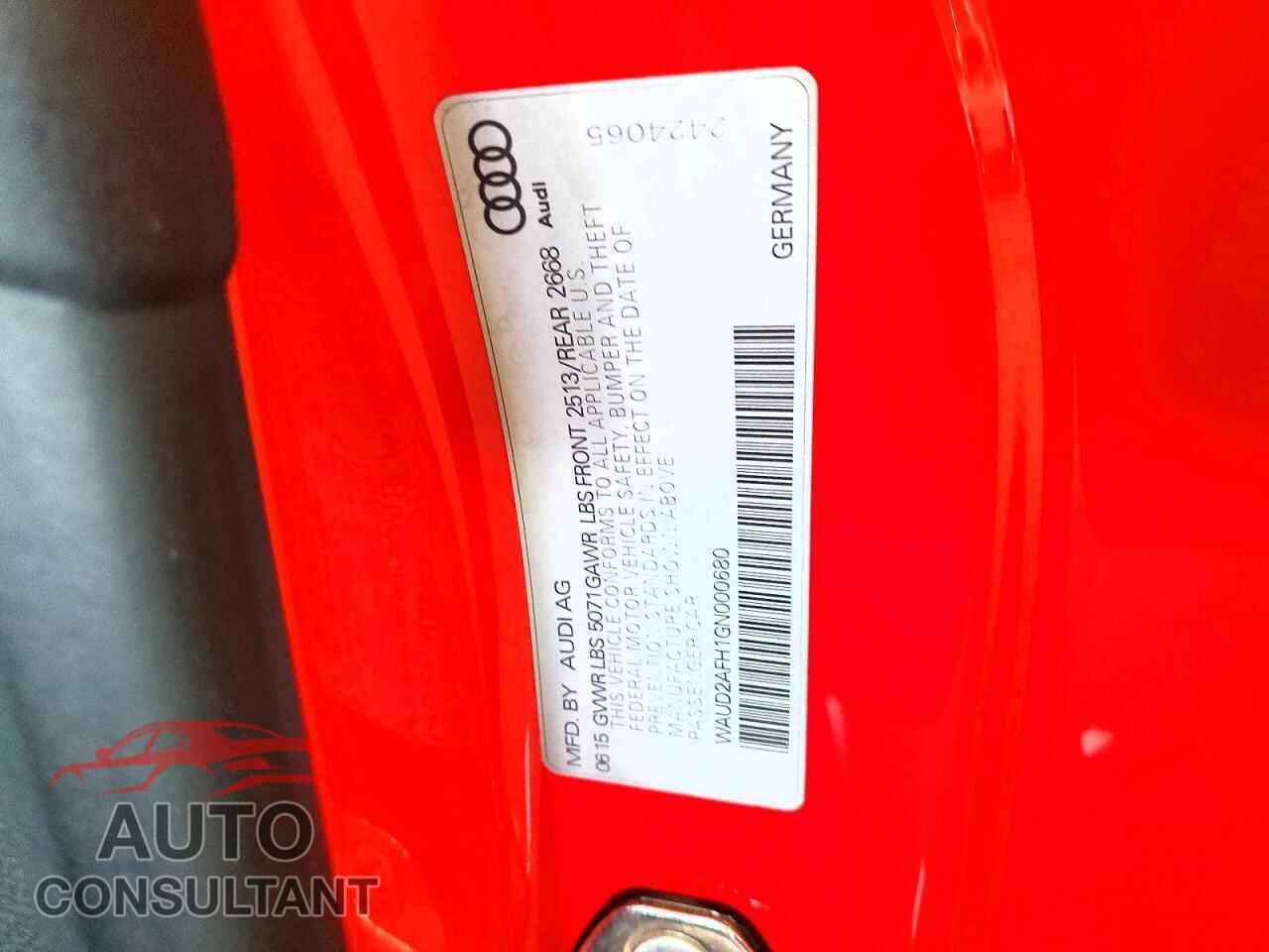 AUDI A5 2016 - WAUD2AFH1GN000680
