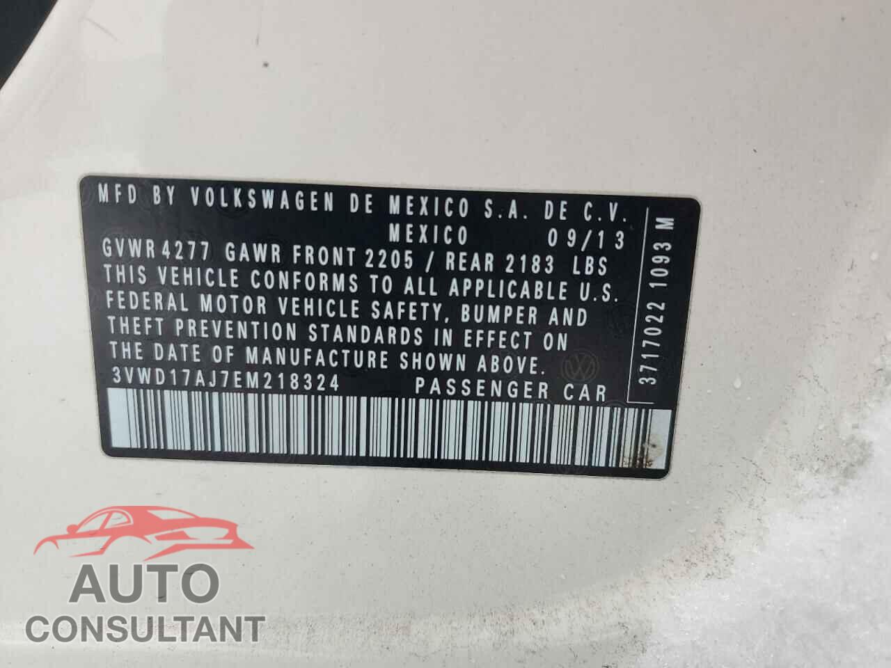 VOLKSWAGEN JETTA 2014 - 3VWD17AJ7EM218324