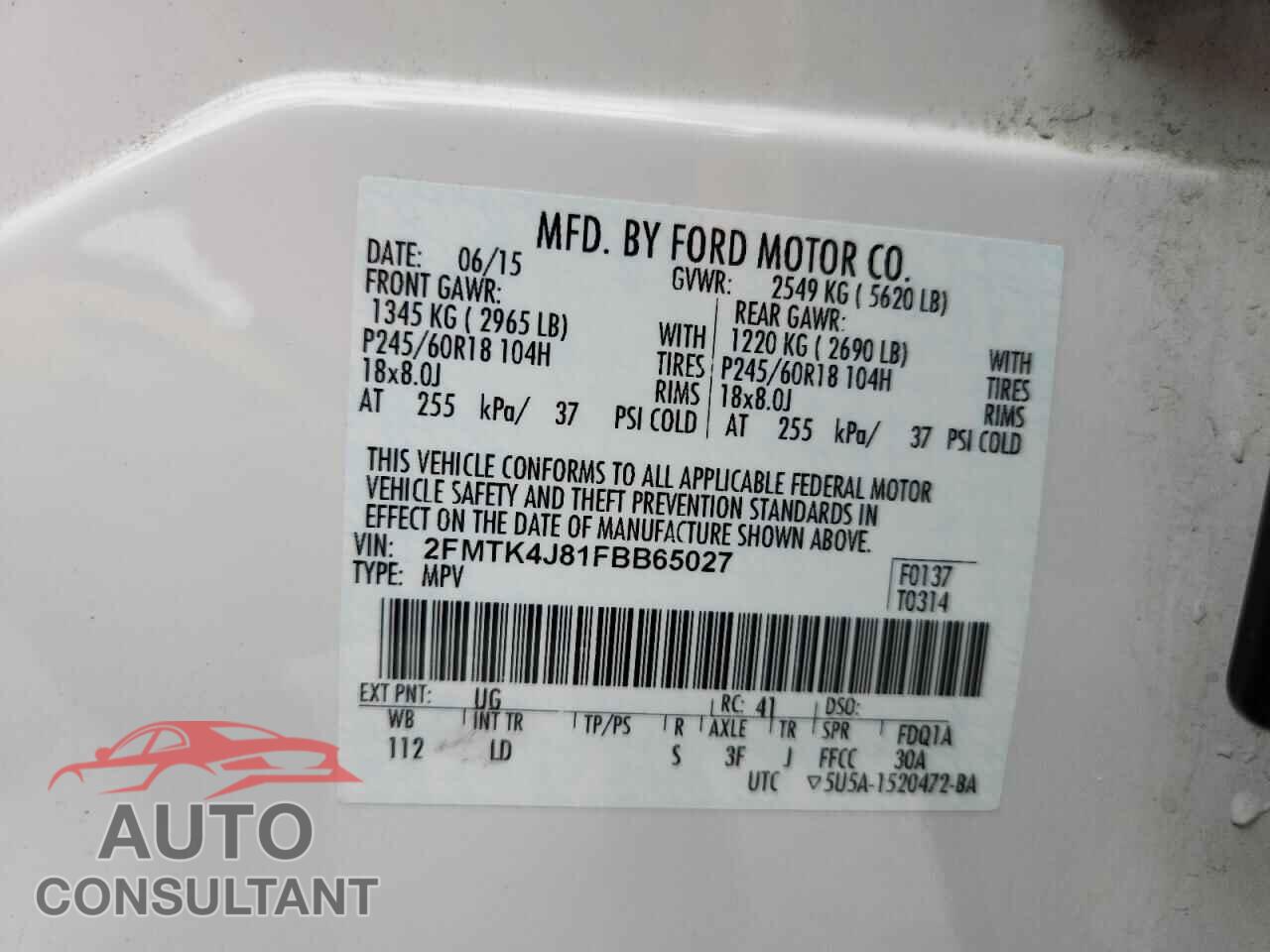 FORD EDGE 2015 - 2FMTK4J81FBB65027