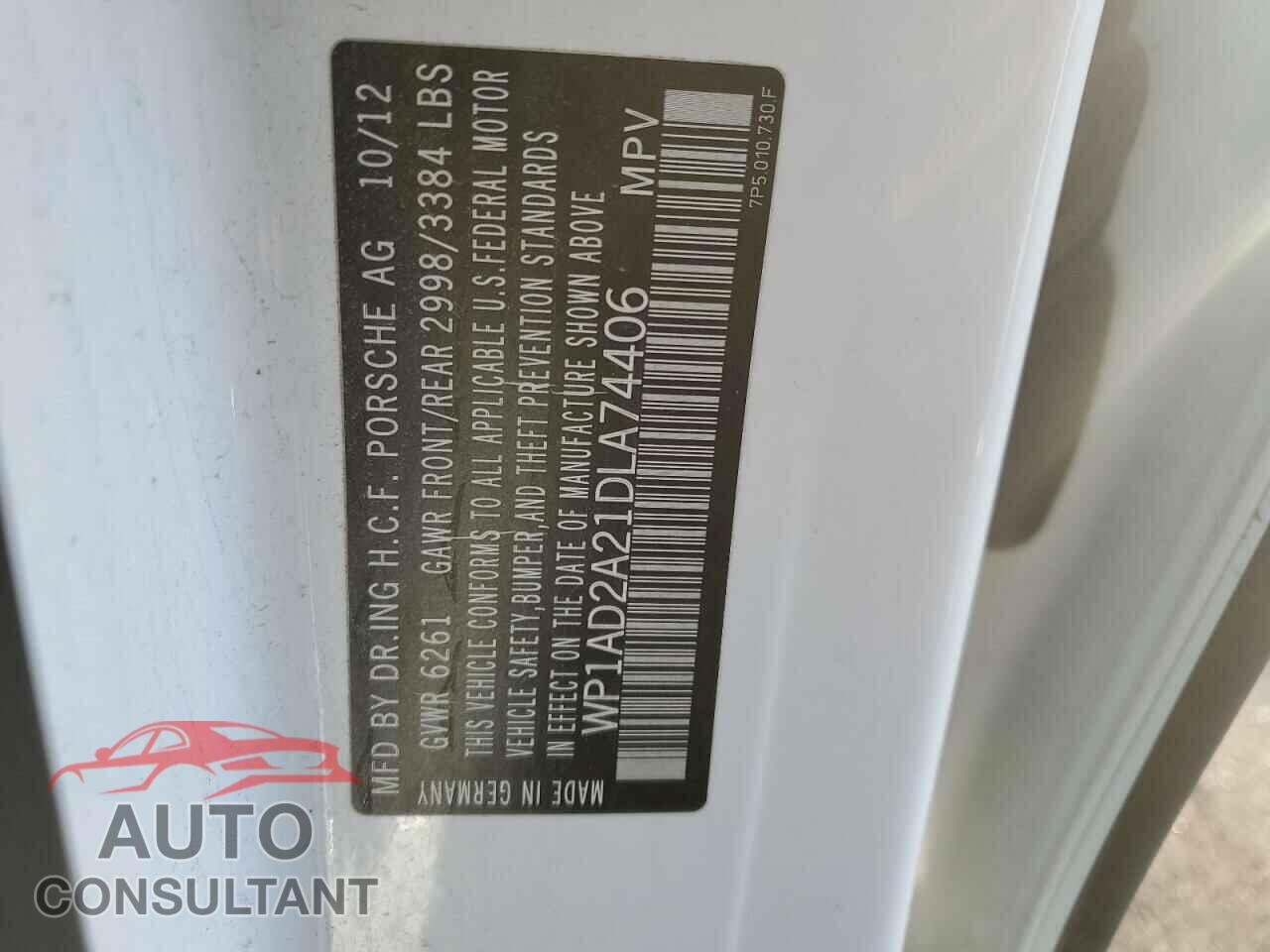 PORSCHE CAYENNE 2013 - WP1AD2A21DLA74406