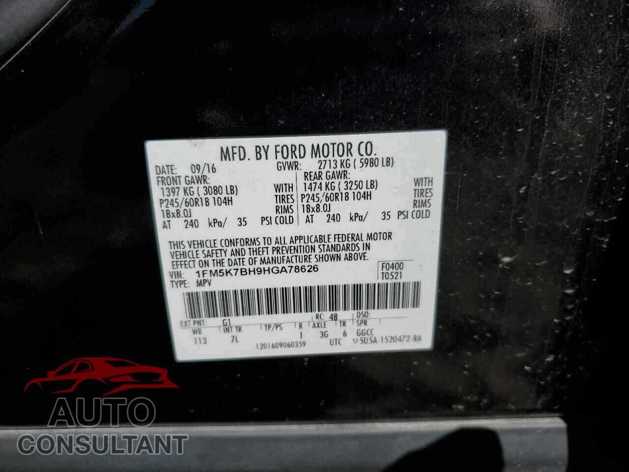 FORD EXPLORER 2017 - 1FM5K7BH9HGA78626