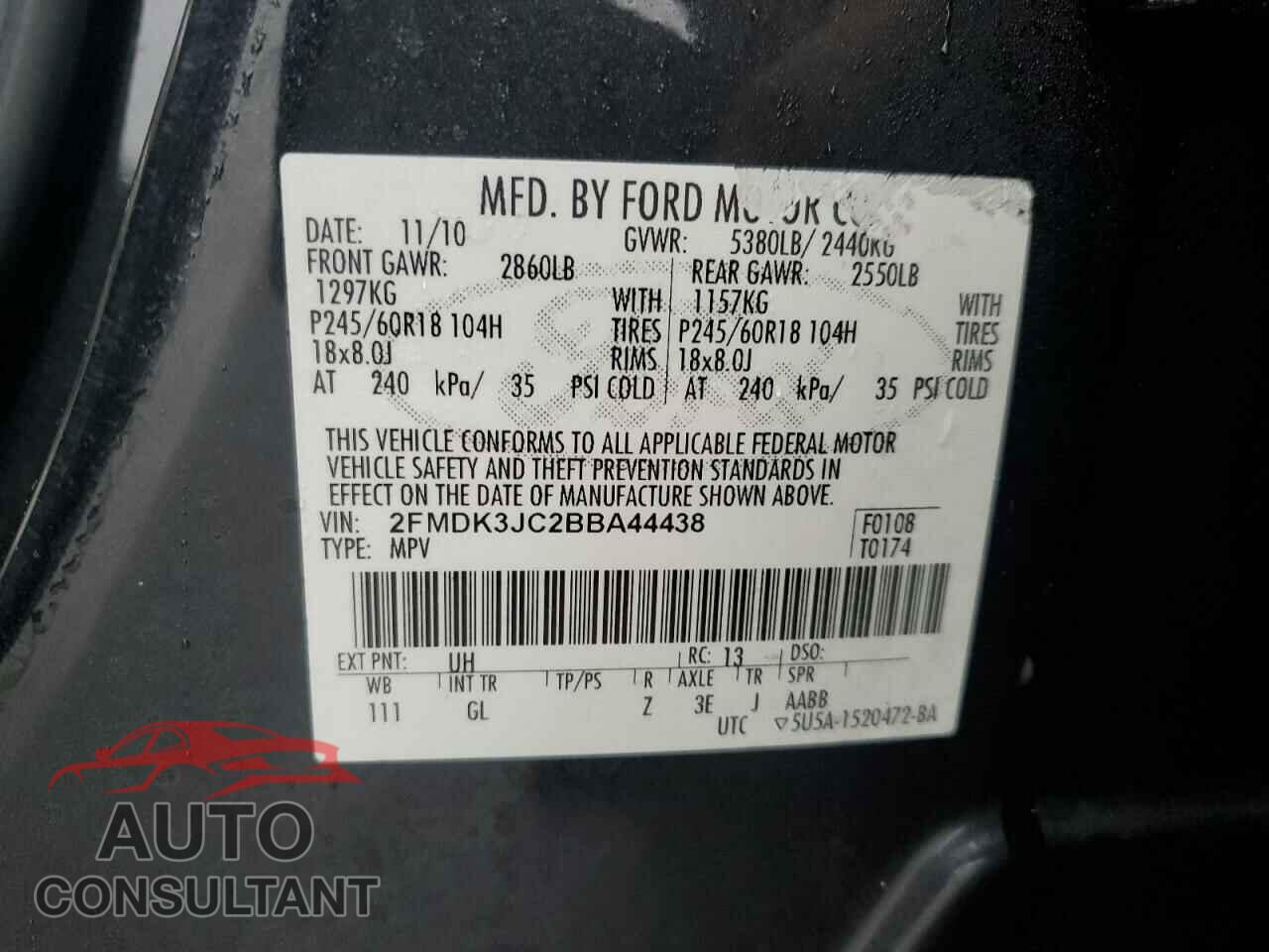 FORD EDGE 2011 - 2FMDK3JC2BBA44438