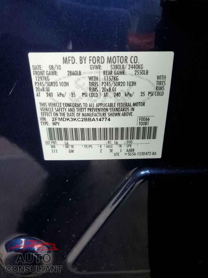 FORD EDGE 2011 - 2FMDK3KC2BBA14774