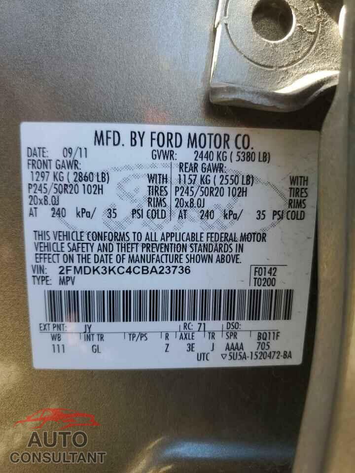 FORD EDGE 2012 - 2FMDK3KC4CBA23736